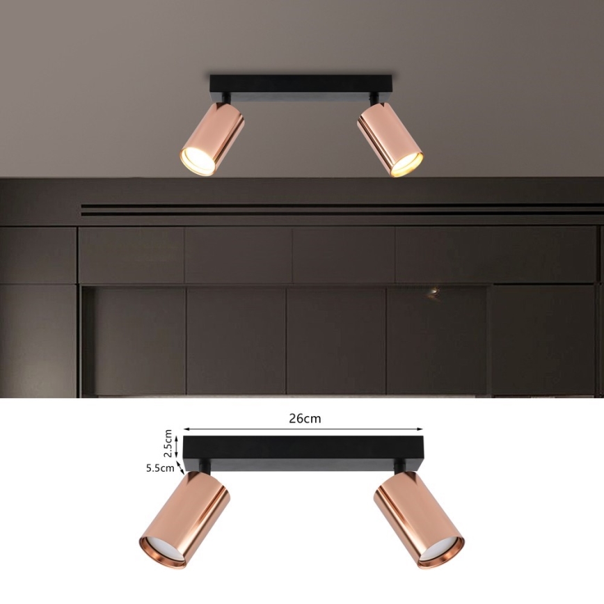 Immax NEO 08302L - Riktbar spotarmatur PUNTO 2xGU10/9W/230V roséguld