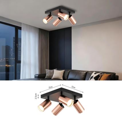 Immax NEO 08304L - Spotlampa PUNTO 4xGU10/9W/230V roséguld
