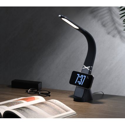 Immax NEO 09110L - Dimbar LED-bordslampa med trådlös laddning MAGIC LED/5W/230V svart