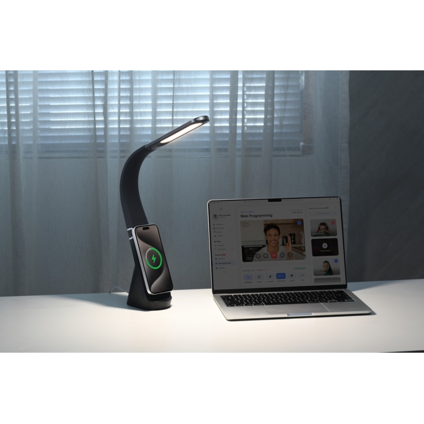 Immax NEO 09110L - Dimbar LED-bordslampa med trådlös laddning MAGIC LED/5W/230V svart