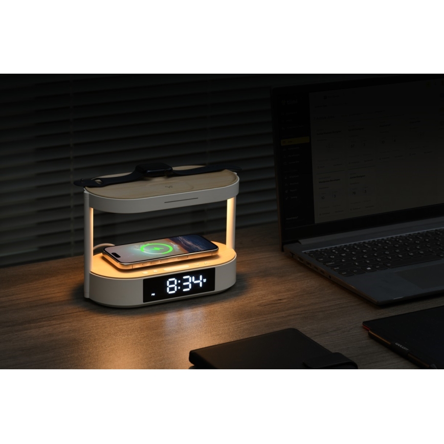 Immax NEO 09111L - Dimmbar LED-bordslampa med väckarklocka och TRIPLE DOCK-laddning LED/1,5W/5V