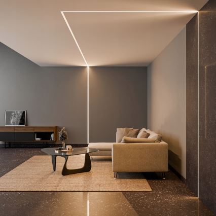 Inbyggnadsprofil för LED-remsor 1 m, silver/vit