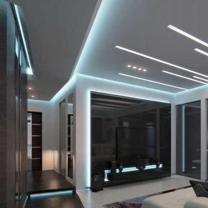 Inbyggnadsprofil för LED-remsor 1 m, silver/vit