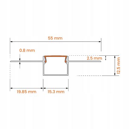 Inbyggnadsprofil för LED-remsor 1 m, silver/vit