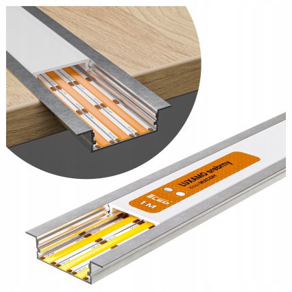 Inbyggnadsprofil för LED-remsor 1 m silver/vit