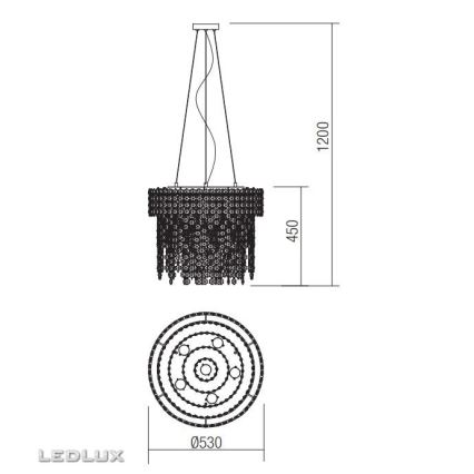 Incanti ITV PR6 10 60 - Kristallkrona med textilsladd TREVI 6xGU10/50W/230V