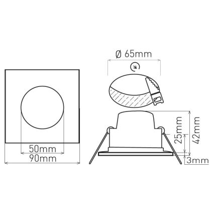 Infälld LED badrumsbelysning BONO LED/5W/230V 4000K IP65 svart