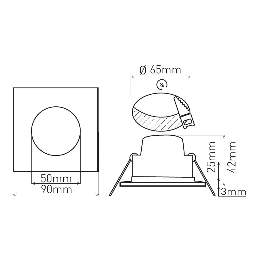 Infälld LED badrumsbelysning BONO LED/5W/230V 4000K IP65 svart