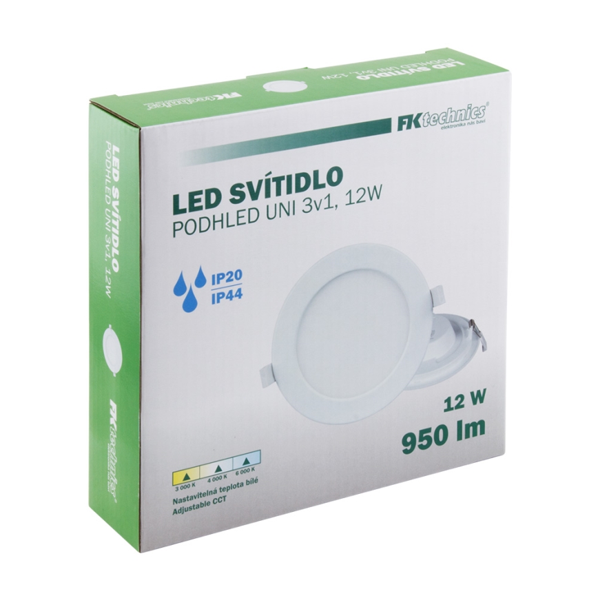 Infälld LED badrumsbelysning LED/12W/230V 3000/4000/6000K IP44