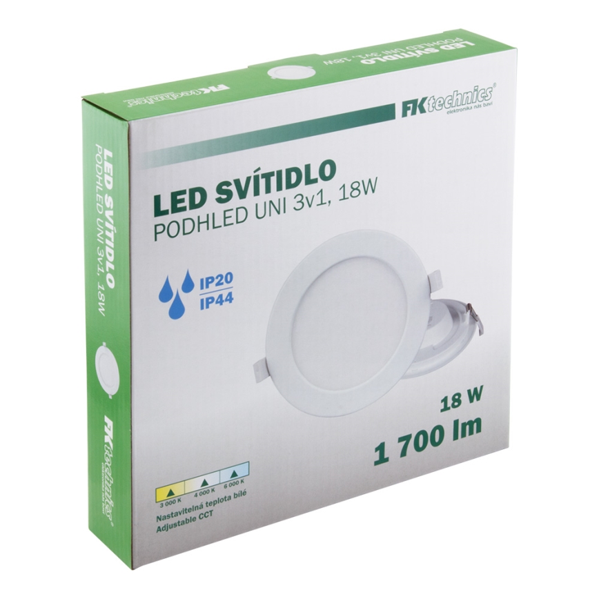 Infälld LED badrumsbelysning LED/18W/230V 3000/4000/6000K IP44