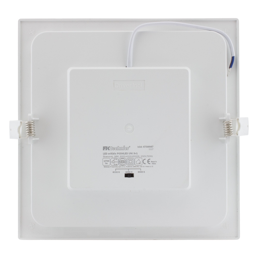 Infälld LED badrumsbelysning LED/18W/230V 3000/4000/6000K IP44