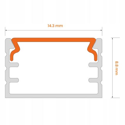 Infälld profil för LED-remsor 1 m, silver/vit