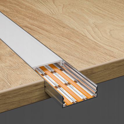 Infälld profil för LED-remsor 1 m silver/vit