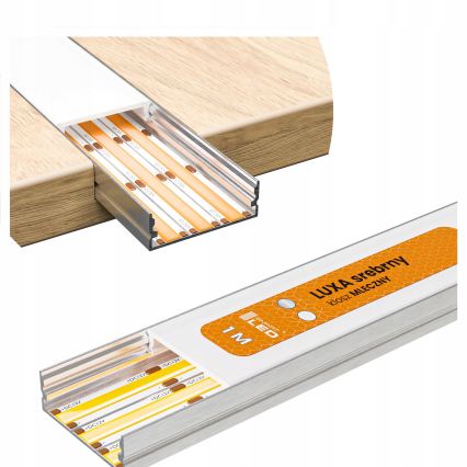 Infälld profil för LED-remsor 1 m silver/vit