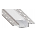Infälld profil för LED-remsor, 1 m, silver/vit