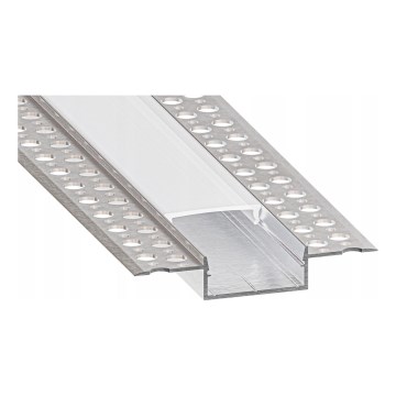 Infälld profil för LED-remsor, 1 m, silver/vit