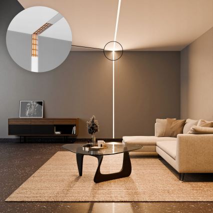 Infälld profil för LED-remsor, 1 m, silver/vit