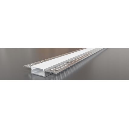 Infälld profil för LED-remsor, 1 m, silver/vit