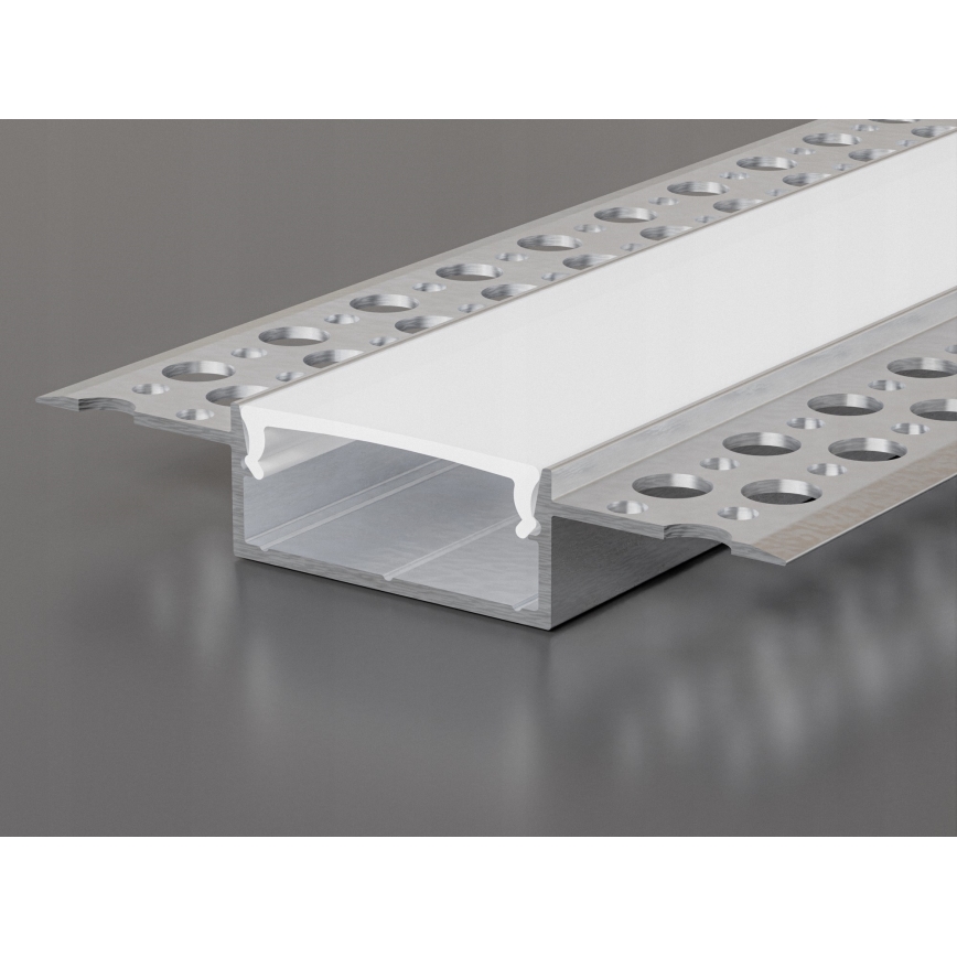 Infälld profil för LED-remsor, 1 m, silver/vit