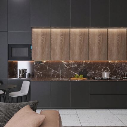 Infälld profil för LED-remsor, 1 m, svart/vit