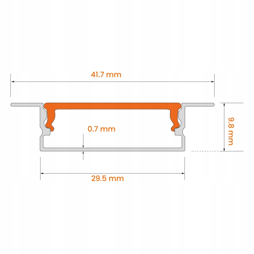 Infälld profil för LED-remsor 1 m, vit