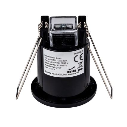 Infälld rörelsesensor PIR 360° 400W/230V svart