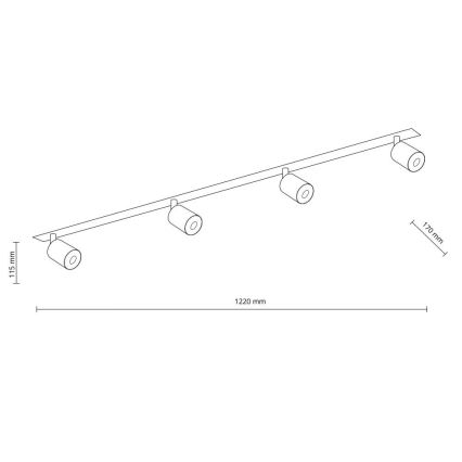 Infälld spotlight NEX 4xGU10/10W/230V svart