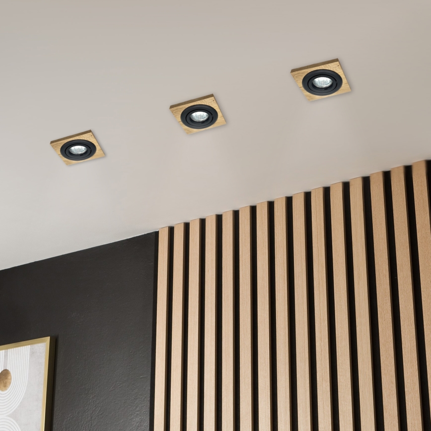 Infälld spotlight TOBBY 1xGU10/20W/230V 11,5x11,5 cm ek/svart