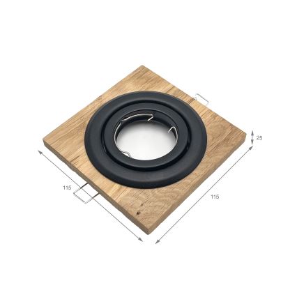 Infälld spotlight TOBBY 1xGU10/20W/230V 11,5x11,5 cm ek/svart