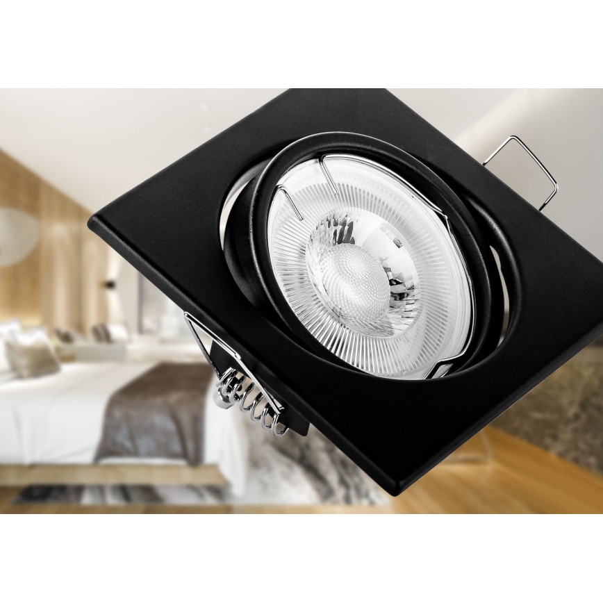 Infälld takarmatur 1xGU10/MR16/10W/230V 9x9 cm svart