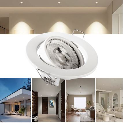 Infälld takspotlight 1xGU10/MR16/10W/230V, Ø 9 cm, vit