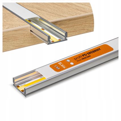 Infällningsprofil för LED-remsor 1 m silver/vit
