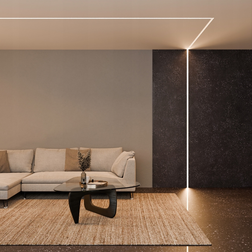 Infällningsprofil för LED-remsor 1 m, silver/vit