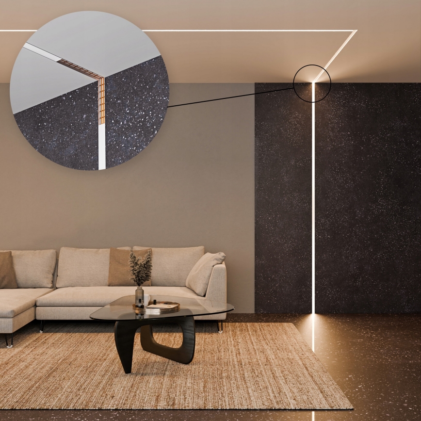 Infällningsprofil för LED-remsor 1 m, silver/vit