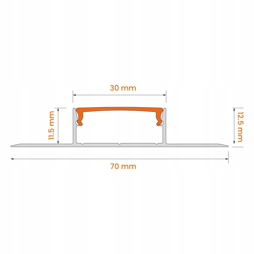 Infällningsprofil för LED-remsor 1 m, silver/vit