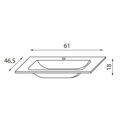 Infällt tvättställ CHICAGO 61x46,5 cm i högblank vit