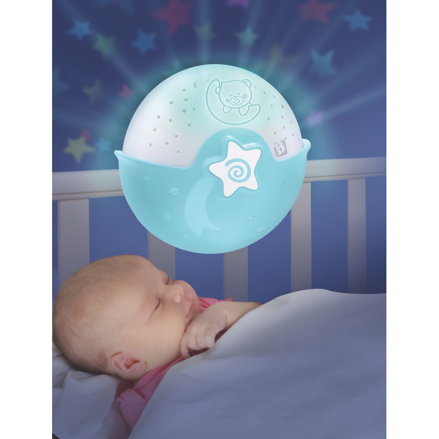 Infantino - Liten barnlampa med projektor 3xAA blå