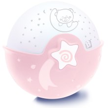 Infantino - Liten barnlampa med projektor 3xAA rosa
