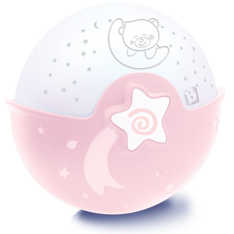 Infantino - Liten barnlampa med projektor 3xAA rosa
