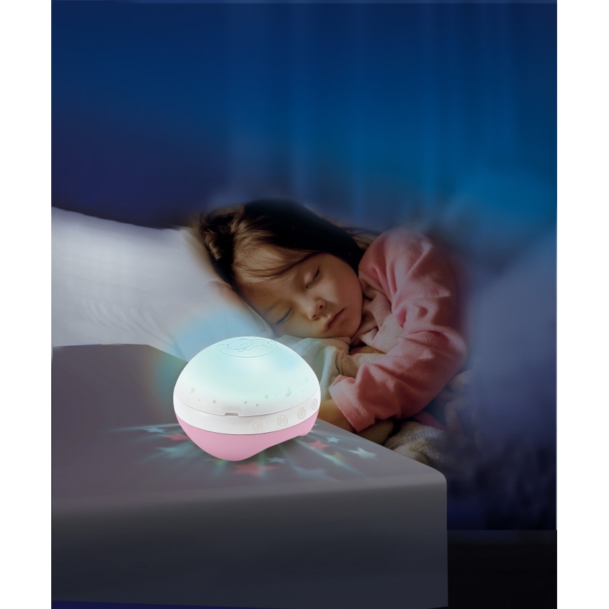 Infantino - Speldosa med melodi 3-i-1 för spjälsäng 3xAAA rosa