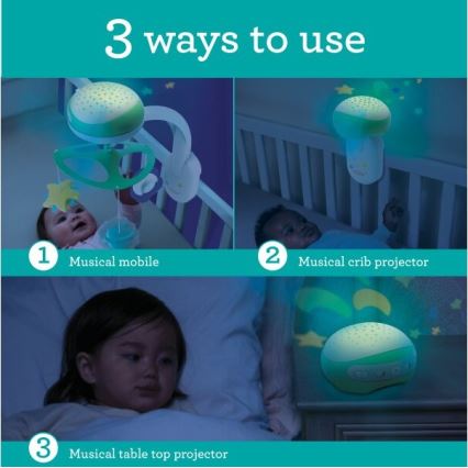 Infantino - Spjälsäng mobil med melody 3i1 3xAA grön