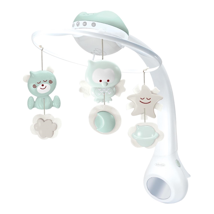 Infantino - Spjälsängsmobil med melodi och projektor 3i1 3xAAA grön