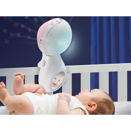 Infantino - Spjälsängsmobil med melodi och projektor 3i1 3xAAA rosa