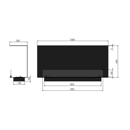 InFire - Built-in BIO fireplace 100x45 cm 3kW svart