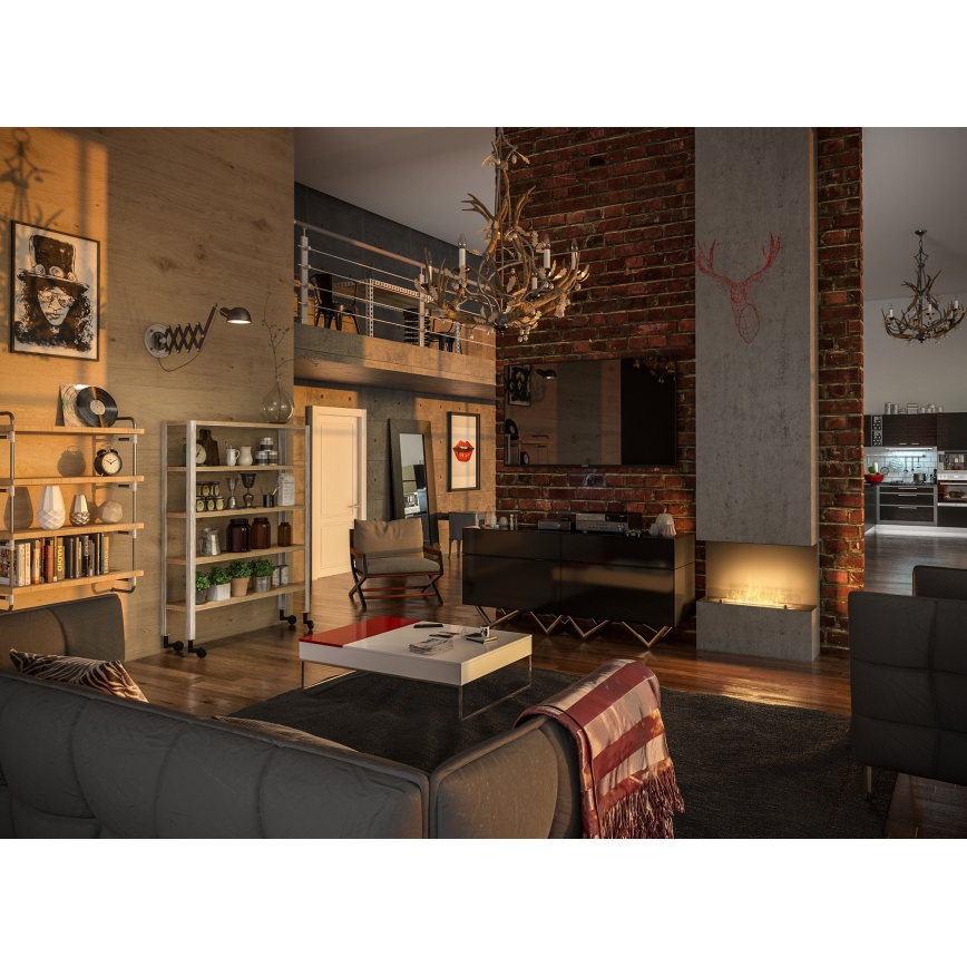 InFire - Built-in BIO fireplace 80x45 cm 3kW svart