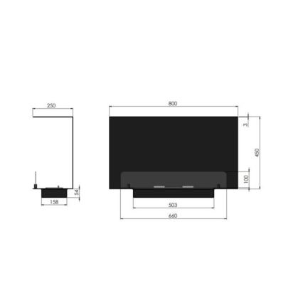 InFire - Built-in BIO fireplace 80x45 cm 3kW svart