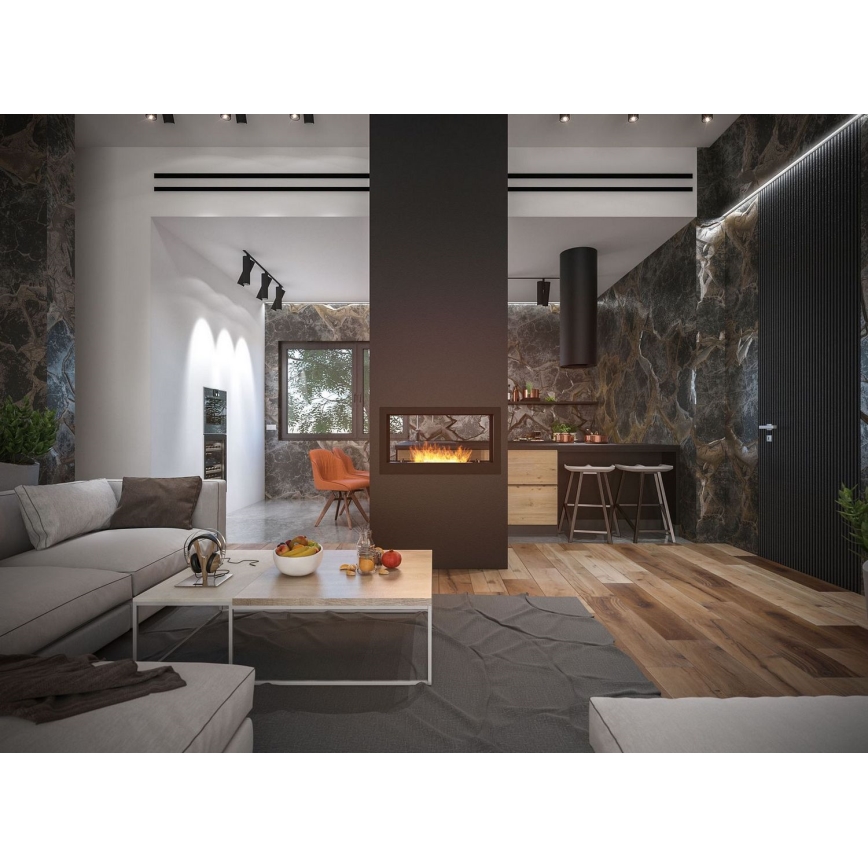 InFire - Built-in BIO fireplace 90x50 cm 3kW bifacial