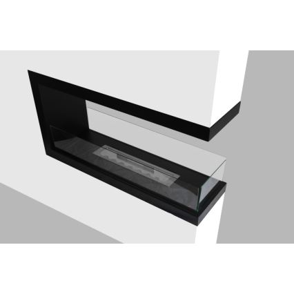 InFire - Corner BIO fireplace 100x50 cm 3kW bifacial