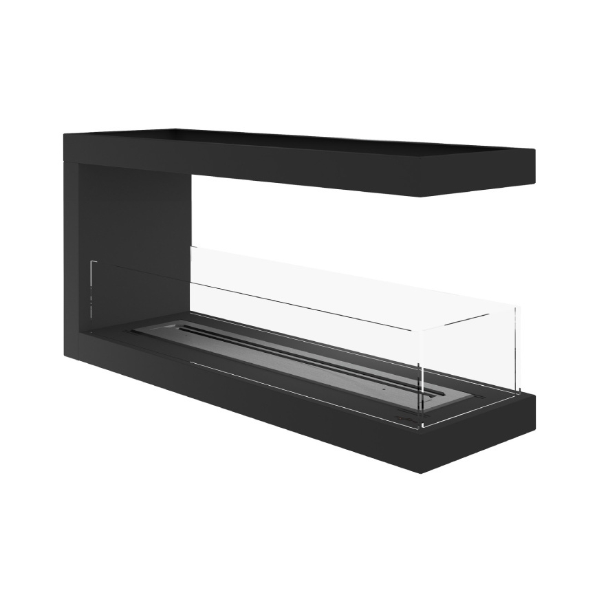 InFire - Corner BIO fireplace 100x50 cm 3kW bifacial