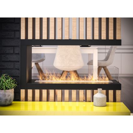 InFire - Corner BIO fireplace 100x50 cm 3kW bifacial